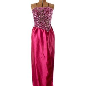 Fushia Mike Benet Sequined Strapless Gown